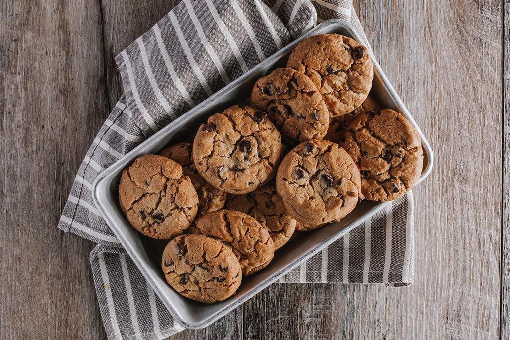 Dozen Chocolate Chip Cookies · Twelve fresh baked chocolate chip cookies.