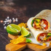 Super Burrito · Mouthwatering burrito made with customer's choice of meat, rice, beans, cheese, guacamole, s...