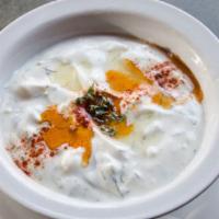 Tzatziki · Home-made yogurt, cucumber, mint, dill, and garlic.