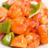 Sweet & Sour · A sweet delight of pineapples, green peppers, onions & carrots with your choice of crispy me...