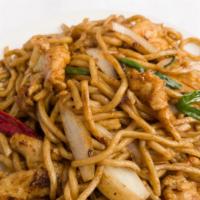 Mongolian Spiced Chow Mein · Spicy.  Egg noodles in a sweet spicy garlic bean paste.