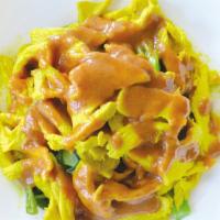Peanut Sauce Medley · Steamed spinach and broccoli topped with your choice of meat in a yellow curry marinade.