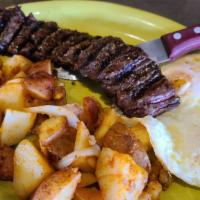 Skirt Steak & Eggs · Served with two eggs any style.