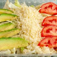 Cunados Salad · Lettuce, tomatoes, avocado, cheese and grilled chicken.
