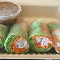 Veggie Fresh Salad Rolls · Bean sprouts, rice noodle, lettuce, carrots wrapped in fresh rice paper served with peanut s...
