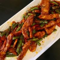 Crispy Fish String Beans · Stir-fried  crispy fish with curry paste, string beans, bell peppers, chili, carrots, and ka...
