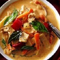 Red Curry · With bell pepper, bamboo shoot, basil, and red curry.