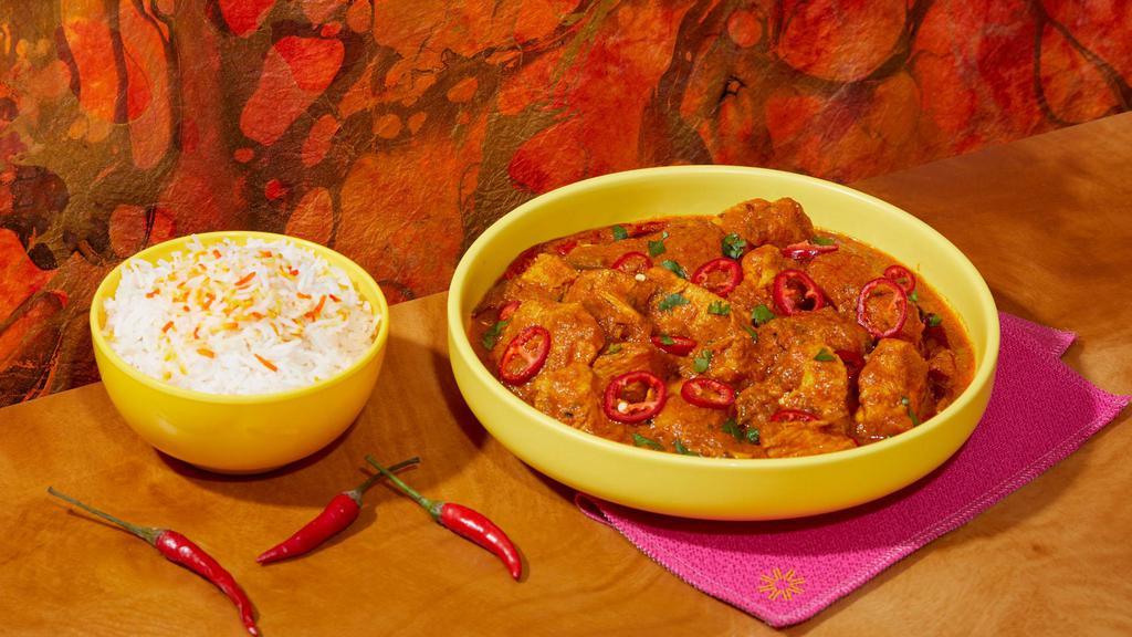 Chicken Vindaloo · Spicy chicken in a curry sauce.