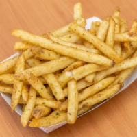 Seasoned Fries · 250 Cal. Dairy free, vegan, gluten free, vegetarian, nut free. House seasoned fries with ros...