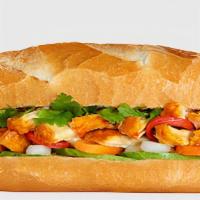 4. Grill Chicken Sandwiches · Mayo, grill chicken, pepper, cucumber, pickle daikon, cilantro, and Jalapeno and also Teriya...