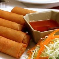 Vietnamese Spring Rolls (6 pcs) · serve with pork, carrots and taro roots.