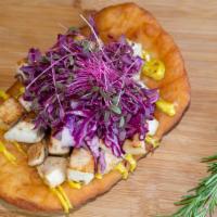 2) Chicken Curry · Roasted chicken breast, curry mayo, red cabbage slaw and Shell Ridge micro-greens.