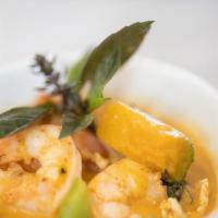 Seafood Pumpkin Curry · Prawns, scallop, squid ,pumpkin in red curry with Thai basil, bell pepper