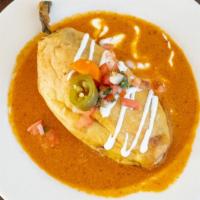 Chile Relleno · Chile Relleno filled with vegetables(carrots, zucchinis, onions, bell peppers) and cheese. C...