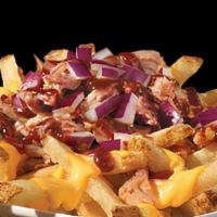 Cheesy BBQ fries   · Crispy, freshly fried fries, topped with chesse, red onions and BBQ sauce.