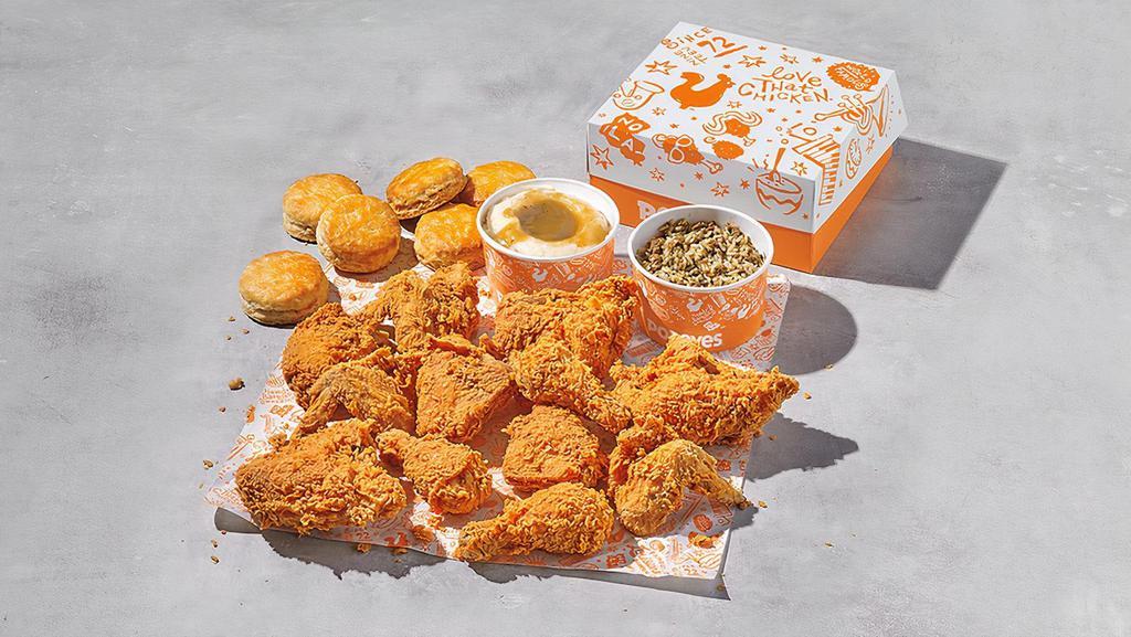 Mixed Chicken (20 Pcs) · Includes four large signature sides and ten hot buttermilk biscuits.