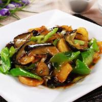 Eggplant Potato & Bellpepper with Garlic Sauce 地三鲜 · 