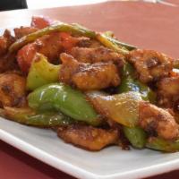 Chilli Chicken · Chicken breast meat stir-fried with sweet and tangy sauce.