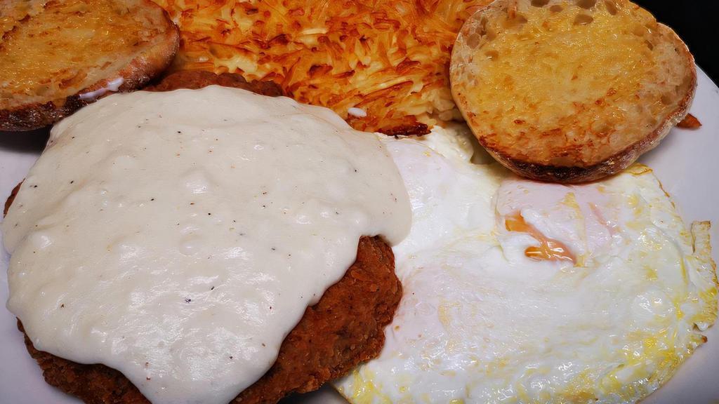 Chicken Fried Steak & 3 Eggs · Smothered in country gravy and served with 3 large eggs.