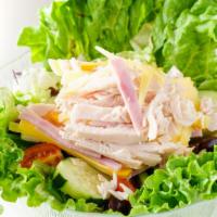 Chef's Salad · Ham, 2 kinds of cheese, fresh turkey, choice of dressing.