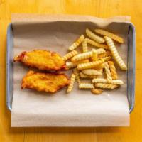 Fish & Chips (2 Pieces) · Crispy battered fish (2 pieces) with french fries