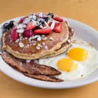 Jumpstart Breakfast (Pancakes)* · Two eggs, two pieces of your choice of breakfast meat, and two pancakes or two french toast