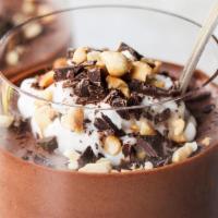 Campfire S'mores Mousse · Chocolate mousse with marshmallows and grahm crack crumbles