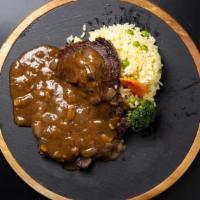 Grill Steak · w/ creamy mushroom sauce, teriyaki sauce, savory tomato sauce or black pepper sauce. Add Cre...
