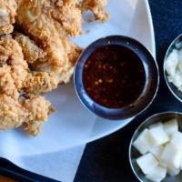 Korean Fried Chicken  · Fried chicken served with choice of sauce and potato salad