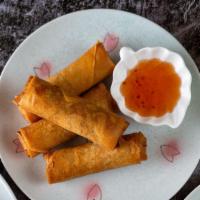 Fried Spring Rolls · Deep fried spring rolls, stuffed with cabbage, carrots, taro, crystal bean thread noodles se...