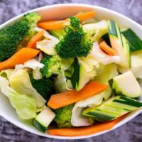 Steamed Veggies · Broccoli, Carrot, Zucchini & Cabbage