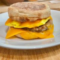 English Muffin with Egg, Cheese & Sausage · Choice of cheese.