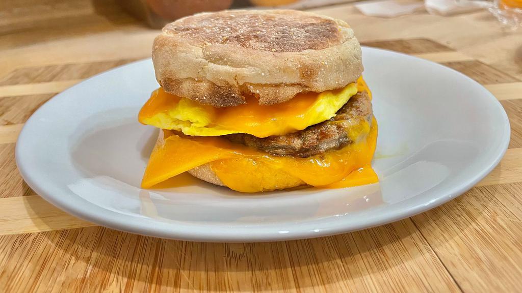 English Muffin with Egg, Cheese & Sausage · Choice of cheese.