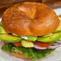 Bagel with Cream Cheese, Lettuce, Tomato, Onion & Avocado · With option to add alfalfa sprout and cucumber. If the bagels of your choice are not availab...