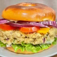 Tuna Salad Sandwich · Lettuce, tomato, onion, cheese, tuna salad. If the bagels of your choice are not available, ...