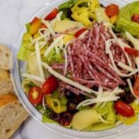 Italian Salad · Chopped romaine, red peppers, salami, mozzarella, kalamata olives, tomatoes, artichoke heart...