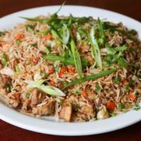Chicken Fried Rice · Stir-fried basmati rice with diced boneless chicken and vegetables.