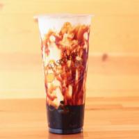 Caramel Cream · Caramel Swirled Drink in Ice with Organic milk and Honey Boba  (comes with the Boba)