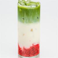 Matcha Royale (Strawberry) · Matcha Iced drink with Organic Milk and Strawberry Puree