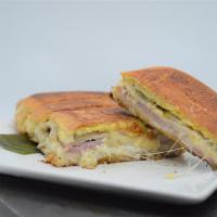 Cuban Sandwich · Ham, Roasted Pork, Pickles, Swiss Cheese, Mustard, Mayo