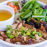Co Nam's Famous Bowls · Vegetarian, Vegan, Gluten-Free. Vermicelli noodle, green leaf, scallion, daikon & carrot pic...