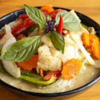 Saigon Curry · Vegetarian, Gluten-Free. Basa fish, coconut, eggplant, bell peppers, tofu, carrots, onions, ...