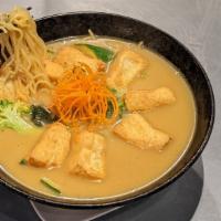 Curry Ramen Noodle Soup · Spicy. Ramen Noodles in Curry Soup with Vegetables and Choice of Protein.