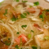 38. Shrimp Noodle Soup / Pho Tom · Shrimp and rice noodle soup.