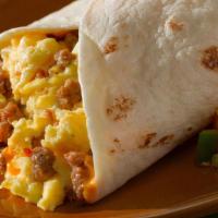 Breakfast Burrito · Two eggs with rice, beans, cheese and your choice of ham, bacon, mexican sausage or potatoes.