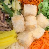 Vegan Bibimbap · Rice top with assorted vegetable & fried tofu