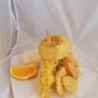 Mixed Tempura · 4 pieces shrimps, 6 pieces vegetables.