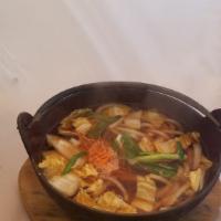 Chicken Udon   
 · thinly sliced chicken with vegetables. japanese style thick noodle soup.