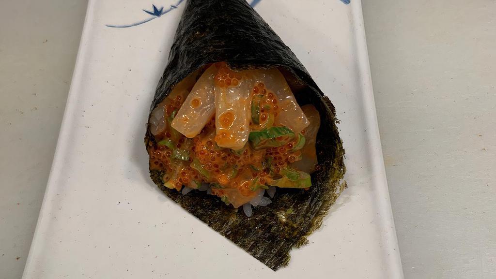 Spicy Scallop Hand Roll  · Spicy.
