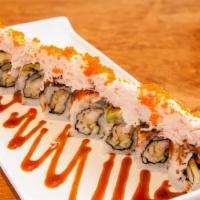 Dragon Roll   · shrimp tempura, cucumber roll topped with unagi, crab meat, avocado, tobiko and Joy special ...